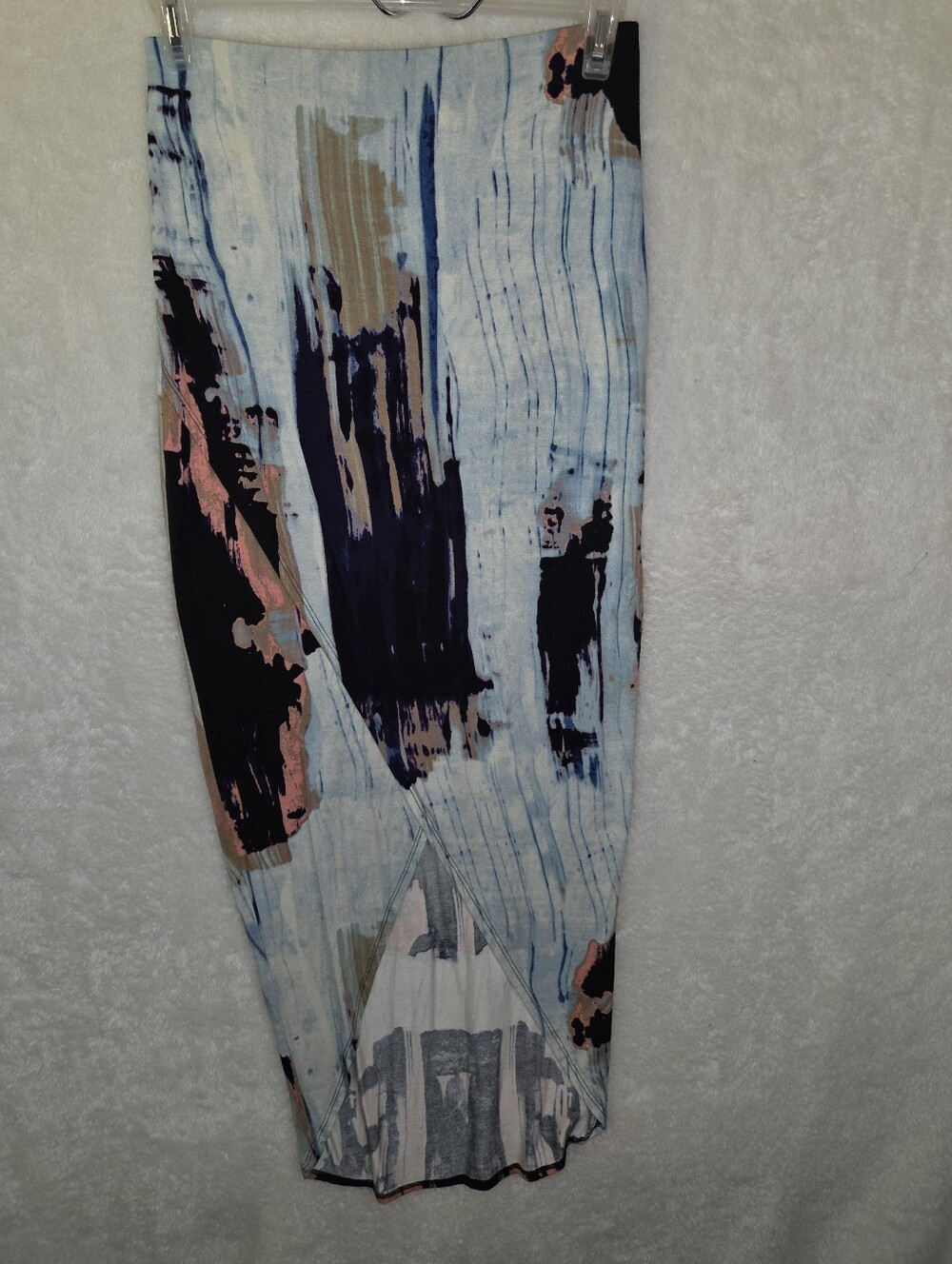 Mossimo Abstract Painterly Print High Low Maxi Skirt Asymmetric Wrap Front Sz S